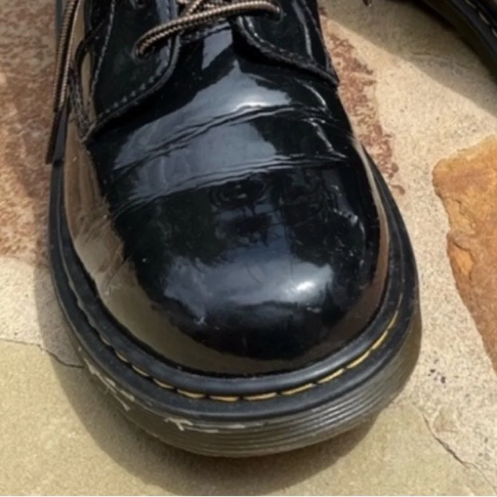 Dr. Martens 1460 Youth Black Patent Leather Side Zip Boots Size‎ 6